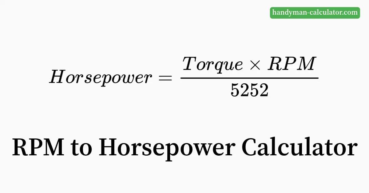 RPM to Horsepower Calculator - Easily calculate horsepower from RPM and torque with support for various units (HP, kW, Nm, lb-ft)