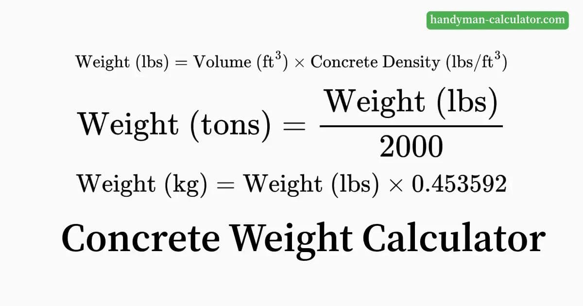 Concrete Weight Calculator - Easily determine the weight of concrete by volume and type (asphalt, reinforced, Portland, etc.)